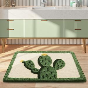 Dajiang Ковер 80х50 см для ванной, впитывающий, нескользящий, с рисунком кактуса, легко чистить