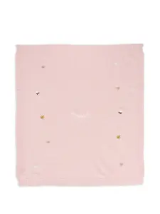 Вязаный плед с вышивкой Nanan, розовый