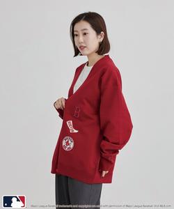 Эксклюзивный кардиган с V-образным вырезом и нашивкой от MLB Coen, цвет Red