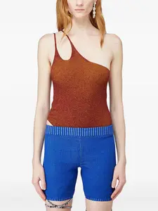 Топ в рубчик на одно плечо Isa Boulder, коричневый