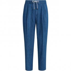 Брюки с поясом на шнурке Brunello Cucinelli, синий