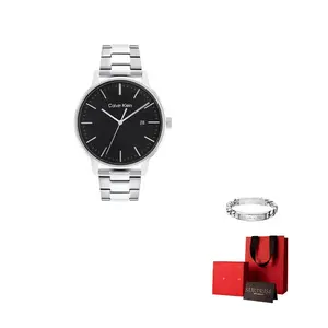 Calvin Klein Часы TIMELESS Wrist Watch Quartz Movement Steel Strap Black Dial Men's Watch