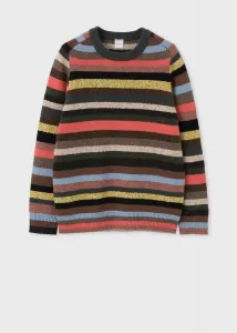 Вязаный свитер с круглым вырезом в разноцветную полоску