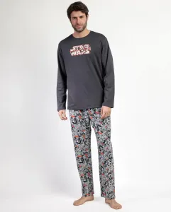Мужская пижама длинная из темно-серого хлопкового трикотажа Disney
