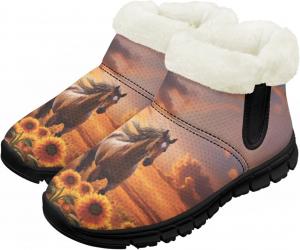Мальчики Девочки Зимние теплые ботинки Нескользящие легкие уличные ботинки для ходьбы в холодную погоду Chririnla, Sunflower Brown Horse