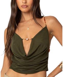 Топ с глубоким капюшоном и вырезом на спине, украшенный бисером Edikted, зеленый