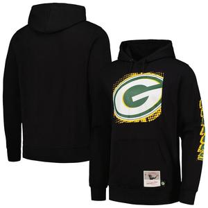 Мужской черный пуловер с капюшоном Mitchell & Ness Green Bay Packers Gridiron Classics Big Face 7.0, цвет Pkr Black