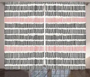 Штора ABAKUHAUS в стиле Абстрактное искусство, геометрические линии, для спальни, присборенная тесьма с петлями и крючками, 280 x 245 см, цвет: черно-розовый Abakuhaus