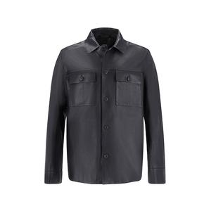 Повседневная кожаная куртка мужская HUGO BOSS, черный