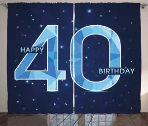 Штора в деревенском стиле ABAKUHAUS к 40-летию, эмблема Сорок, универсальные ленточные шторы для гостиной с петлями и крючками, 280 x 225 см, светло-голубой и темно-синий Abakuhaus