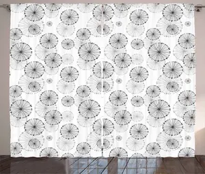 Штора ABAKUHAUS в деревенском стиле, мотив Одуванчик, универсальная, для гостиной, ленточное полотно с петлями и крючками, 280 x 245 см, засушенная роза Abakuhaus