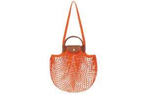 Сумка через плечо Le Pliage Filet из коровьей кожи большого размера женская оранжевая LONGCHAMP