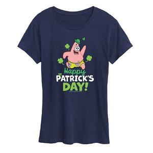 Женская футболка Spongebob Squarepants Happy St Patrick's Day Nickelodeon, Navy