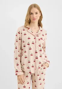 Пижамная блузка с вишневым полосатым принтом Chelsea Peers, Off-White