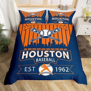 Erosebridal Бейсбольный комплект постельного белья Houston Duvet Cover Full, спортивный дизайн, Navy Orange, Houston