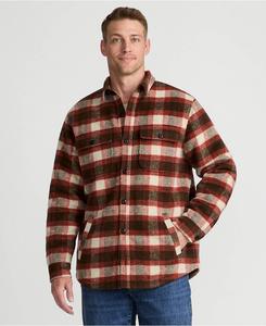 Женская/мужская рубашка-куртка с супермягкой отделкой Lands' End, Rich coffee/dark orange plaid