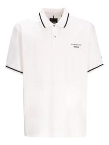BOSS рубашка поло с контрастной отделкой, белый