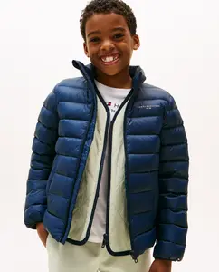 Детская утепленная куртка на молнии с вышитым логотипом Tommy Hilfiger, синий