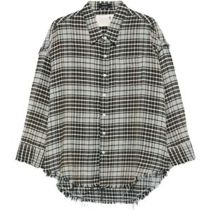 Рваная клетчатая рубашка R13, синий