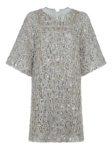 Brunello Cucinelli платье мини с вышивкой пайетками, серый