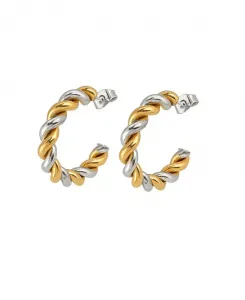 Позолоченные серьги-кольца из смешанного металла двухцветной формы Hollywood Sensation, gold