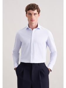 Seidensticker Облегающая спортивная рубашка среднего синего цвета