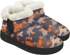 Теплые зимние ботинки для женщин с меховой подкладкой, средние по голенищу, удобные снежные ботинки для прогулок на улице, пушистая обувь Chririnla, Orange Camouflage