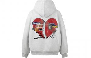 Толстовка Unisex Hooded Moderate Heavyweight ZIAREL, белый heather серый