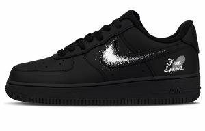 Nike Женские износостойкие низкие кроссовки для скейтбординга Air Force 1 Dark Night Wing, черный с белым