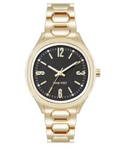 Женские часы Quartz Unique с черным и золотистым металлическим сплавом, 33 мм Anne Klein