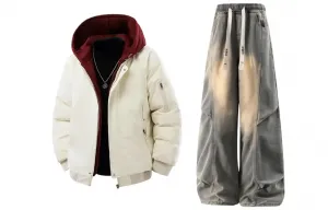 Толстовка Casual Sportswear утепленная с флисовой подкладкой X1617, экрю puffer jacket+pants желтый mud fleece-lined