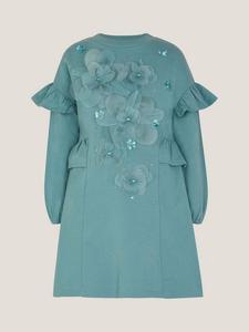 Детское платье-свитшот с цветочным апплике Monsoon, Green