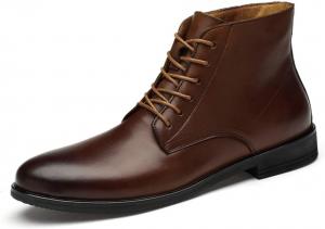 JLFZC Мужские челси, высокие кожаные деловые ботинки на шнуровке для улицы и города, рабочие прогулочные ботинки до щиколотки, черные, размер 43/UK 8.5/US 9