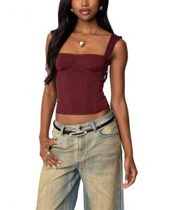 Марселла Корсет на широких бретелях из сетки Edikted, красный