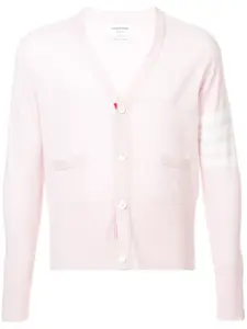 Кашемировый кардиган с полосками на рукаве Thom Browne, розовый