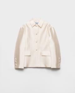 Однобортный пиджак из шелка и шерсти Prada, белый
