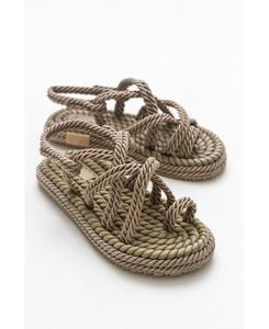 Сандалии POMA на плоской подошве (женские) Prologue Shoes, Dark beige faux leather