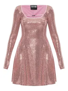 Мини-платье, украшенное пайетками Versace Jeans Couture, розовый