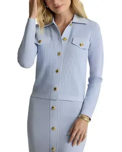 Куртка из комбинированной ребристой вязки St. John, синий