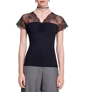 Топ Maje Liliona с кружевной отделкой, черный