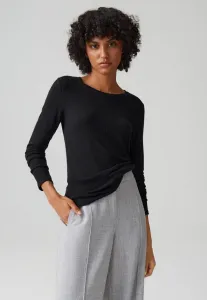 Приталенный ребристый топ с длинными рукавами Opus, Black