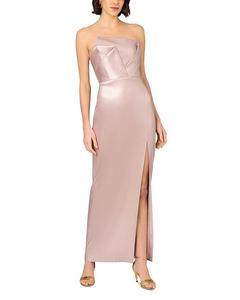 Платье из фольгированного микадо Aidan Mattox, розовый