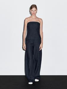 Джинсовый топ без бретелек Massimo Dutti, темно-синий