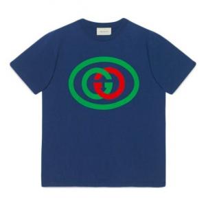 Футболка interlocking gg oversized for men navy Gucci, синий