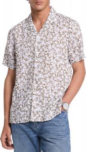 Michael Kors Мужская короткая рубашка свободного кроя из льна, Safari Green