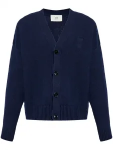 Кардиган с вышивкой Ami de Coeur AMI Paris, синий