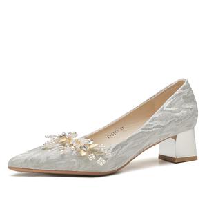 Ainer cat Chunky Heel High Heels 5cm для женщин Ainer-cat, серебряный