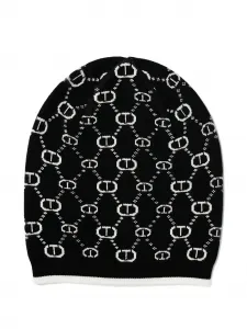 Шапка с монограммным узором Twinset Kids, черный