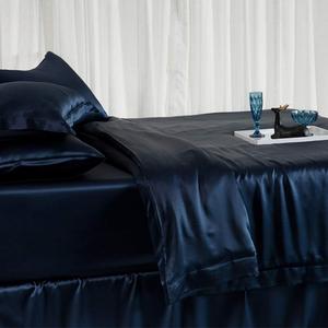 Orose Комплект постельного белья Orose из шелка тутового дерева 22 momme бесшовный с глубоким пододеяльником Navy