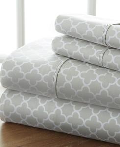 Комплект постельного белья Timeless Classics Premium Ultra Soft Pattern, 4 предмета, размер King ienjoy Home, Grey Quadrafoil